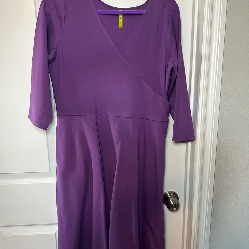Betabrand Women's Long Sleeve Purple Dress - XL
